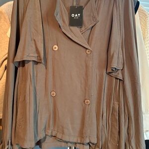 Women's Dark Olive Brown Double-Breasted Jacket- OAT New York